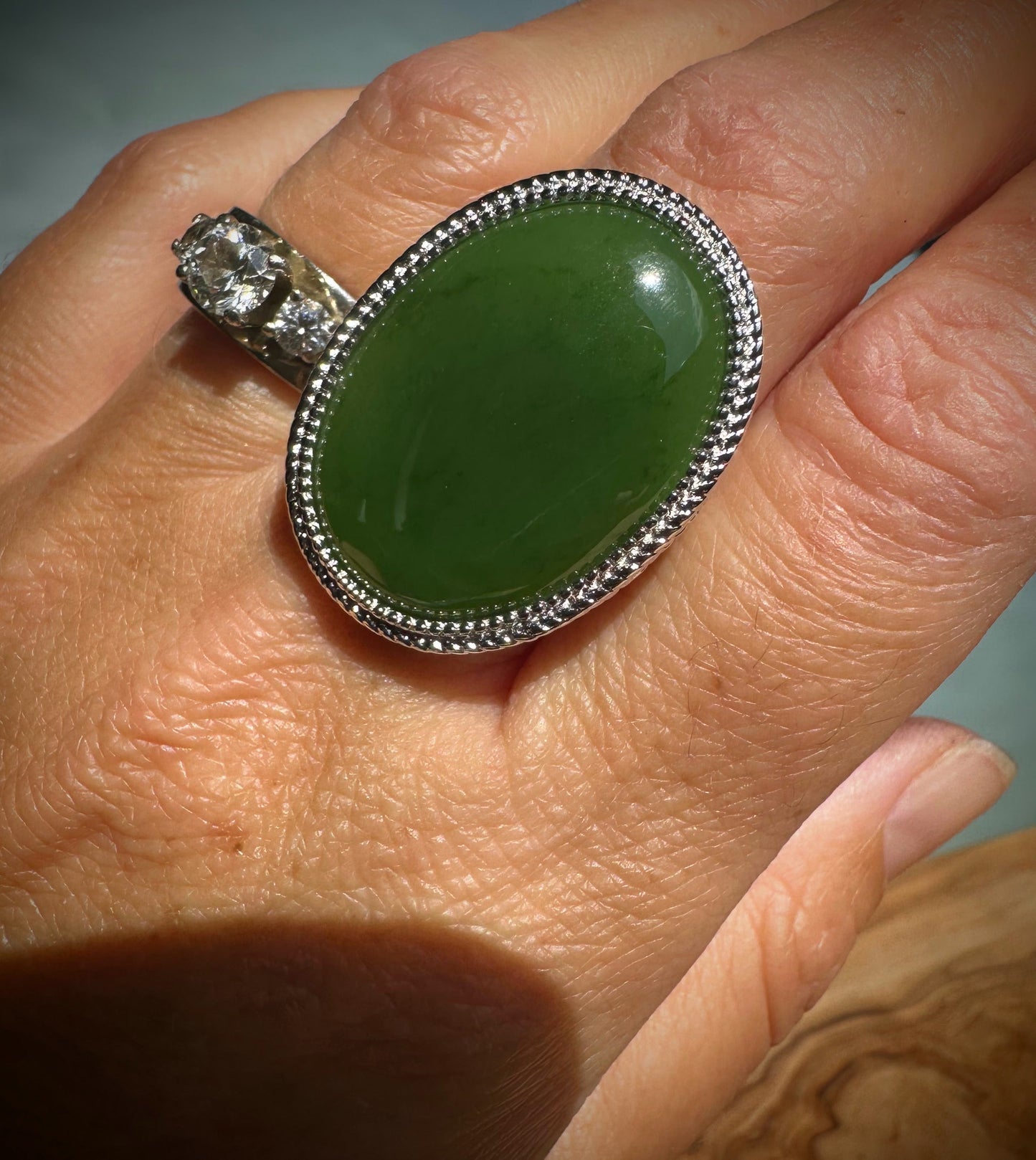 Canadian Jade Silver Ring - 1917