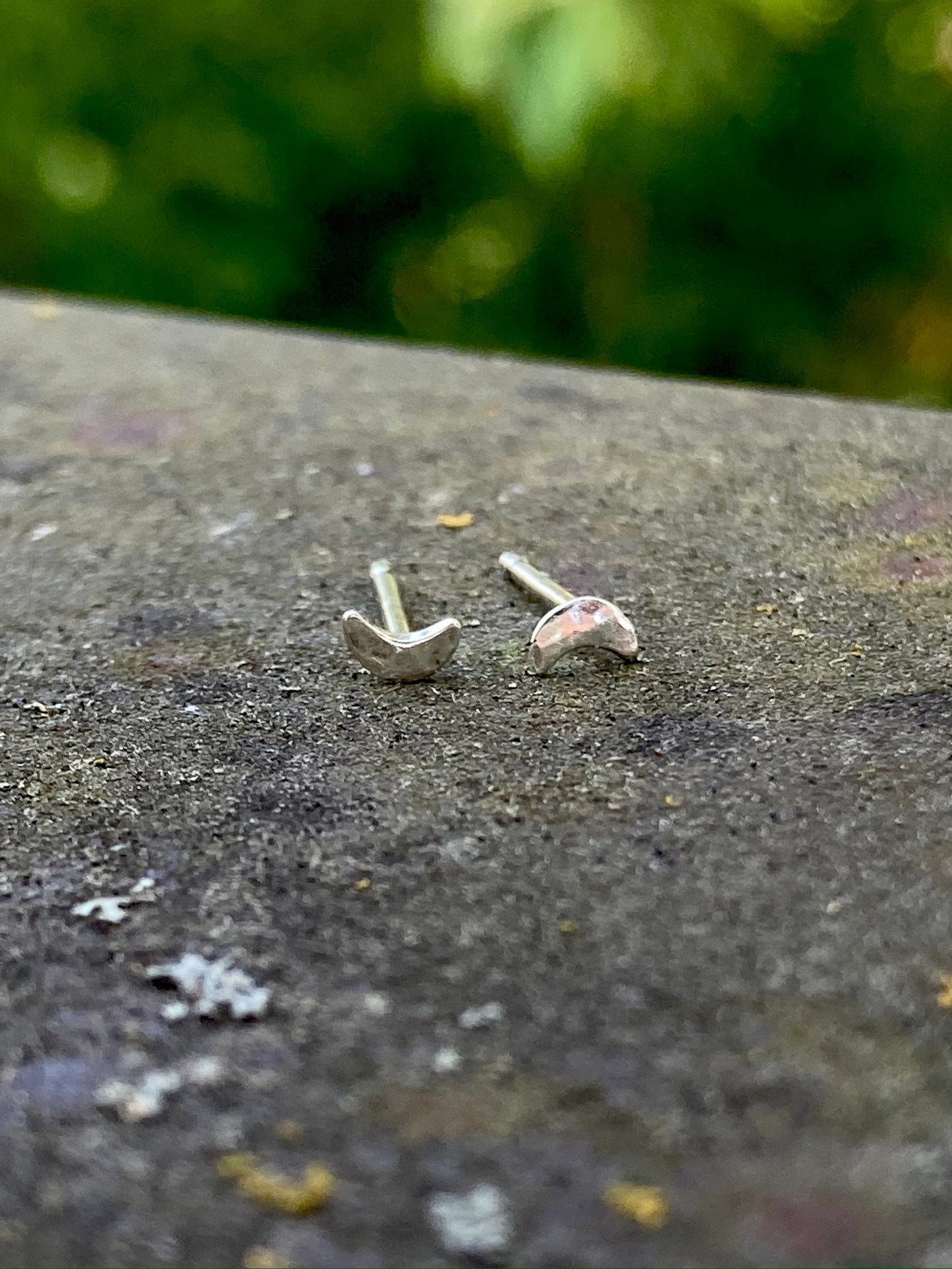 Crescent Moon Stud Earrings in Sterling Silver | Moon Phase Earrings
