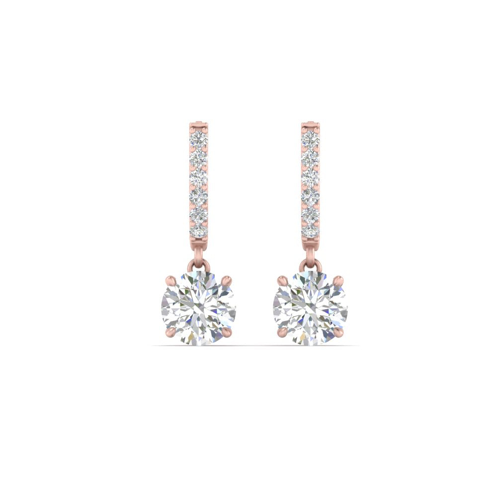 1 Carat Solitaire Halo Diamond Drop Earrings