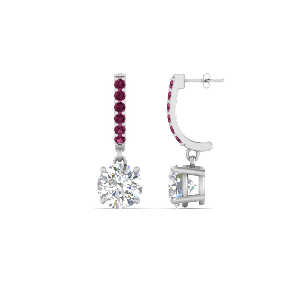 1 Carat Solitaire Halo Diamond Drop Earrings