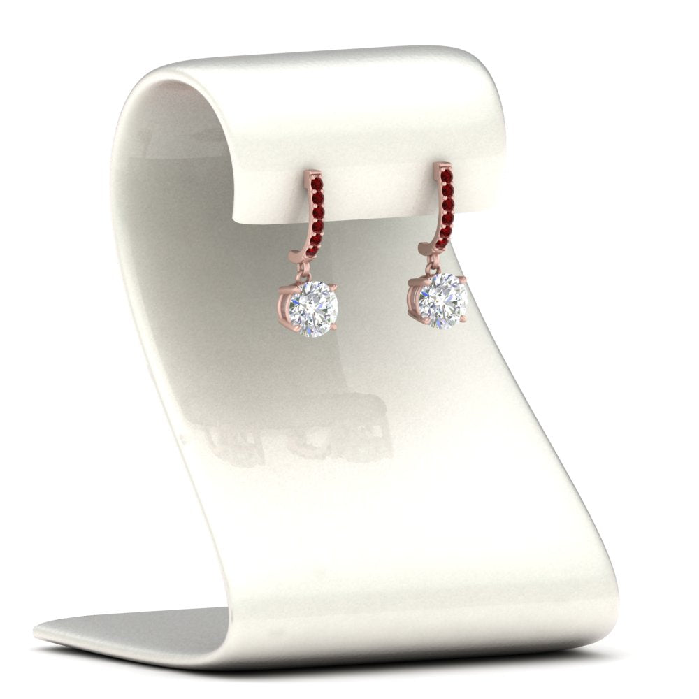 1 Carat Solitaire Halo Diamond Drop Earrings