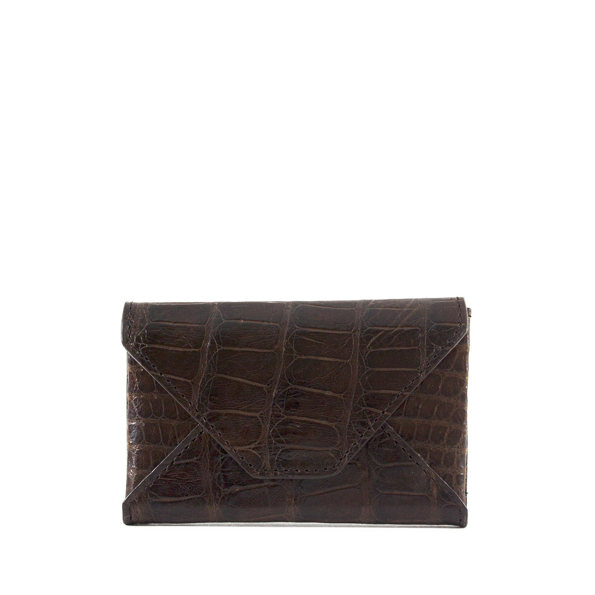 Brown Genuine Alligator Envelope Wallet with Hidden Snap | h5041