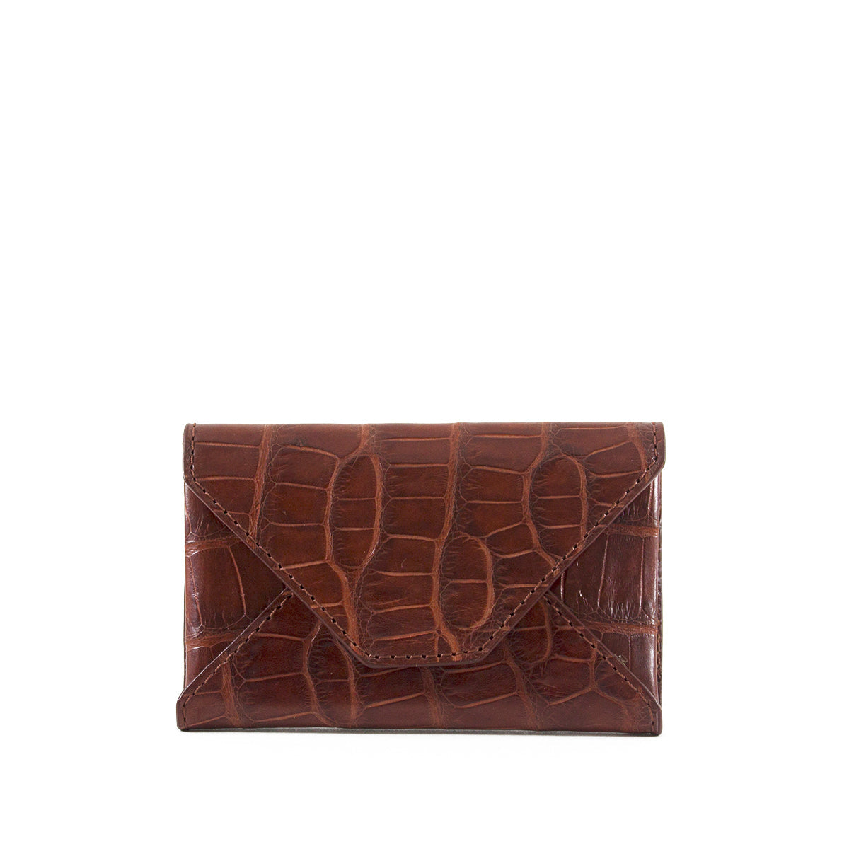 Brown Genuine Alligator Envelope Wallet with Hidden Snap | h5041