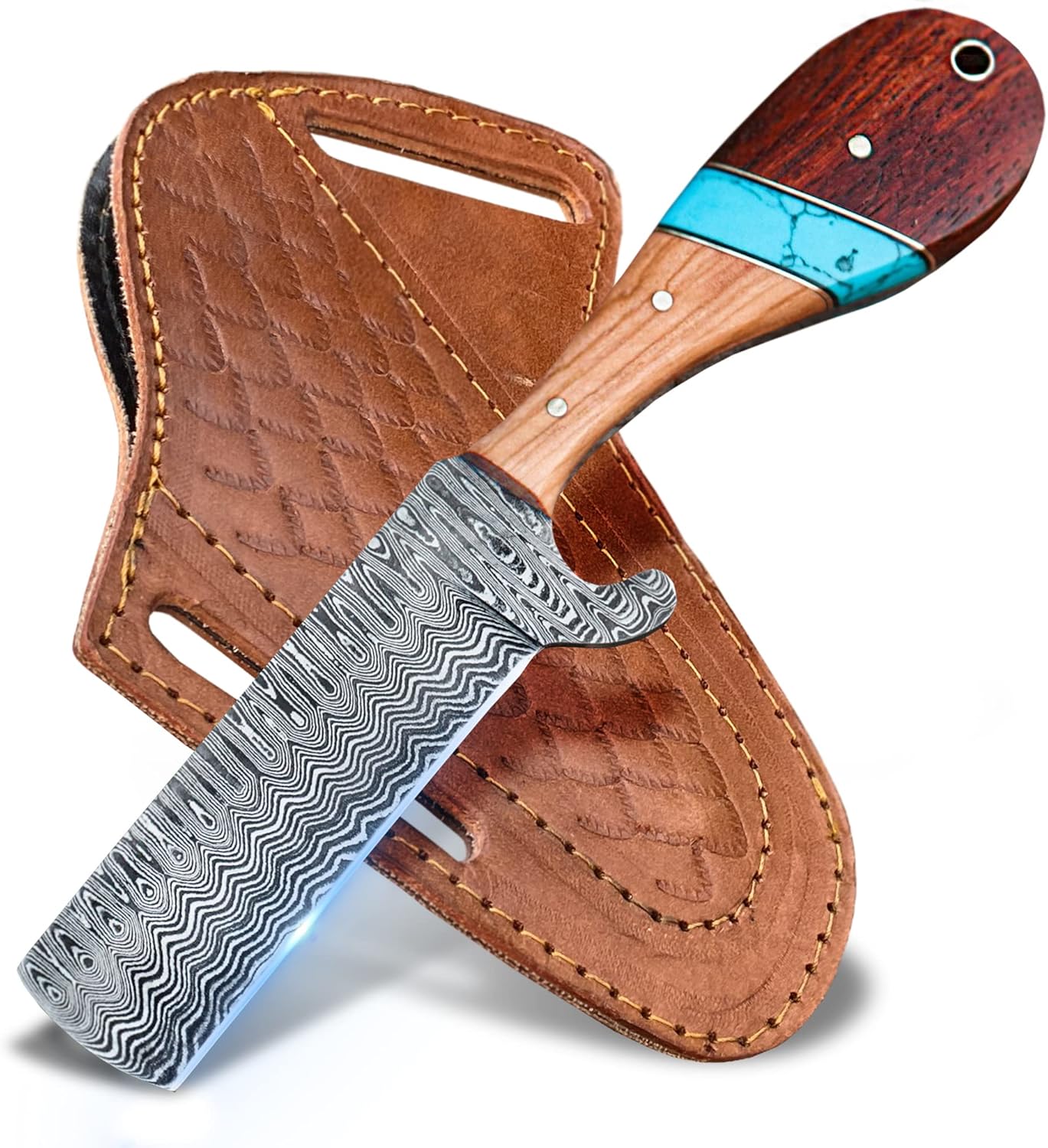 Custom Handmade Bull Cutters with Damascus Steel Blade – Ranch & Leatherwork Essential