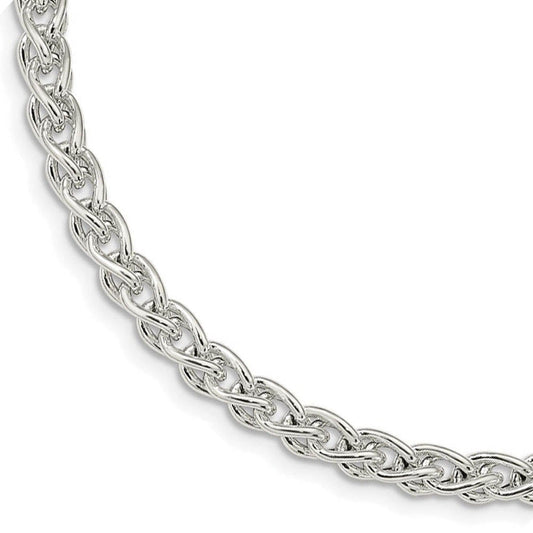 5.75mm Sterling Silver Polished Hollow Spiga Chain Necklace, 18 Inch