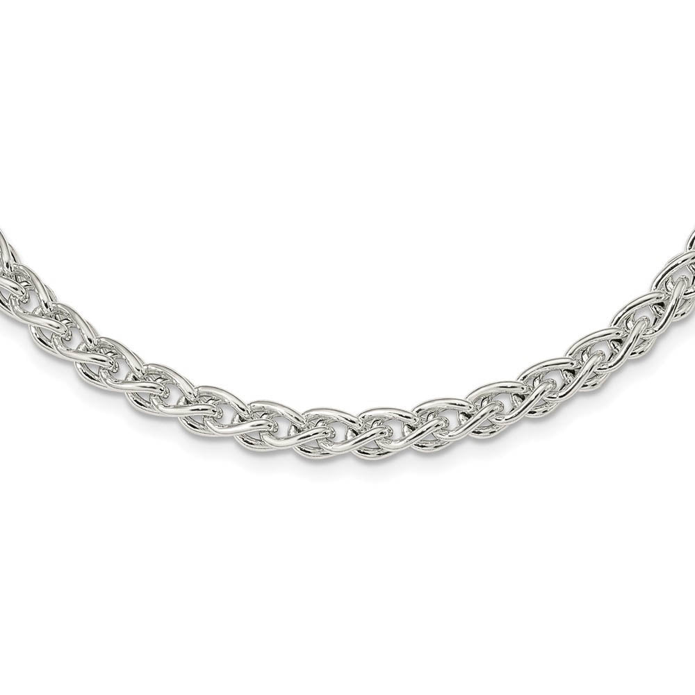 5.75mm Sterling Silver Polished Hollow Spiga Chain Necklace, 18 Inch