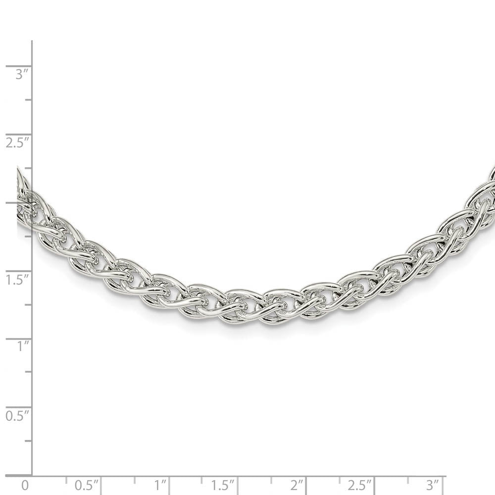 5.75mm Sterling Silver Polished Hollow Spiga Chain Necklace, 18 Inch