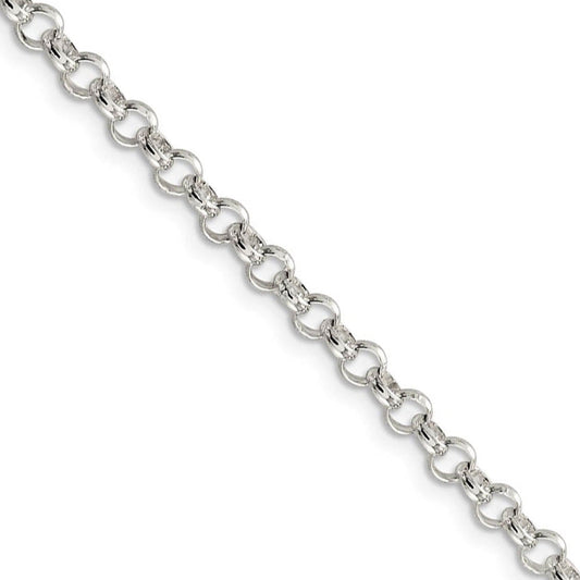4mm Sterling Silver, Solid Rolo Chain Necklace