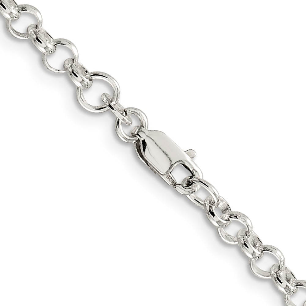 4mm Sterling Silver, Solid Rolo Chain Necklace