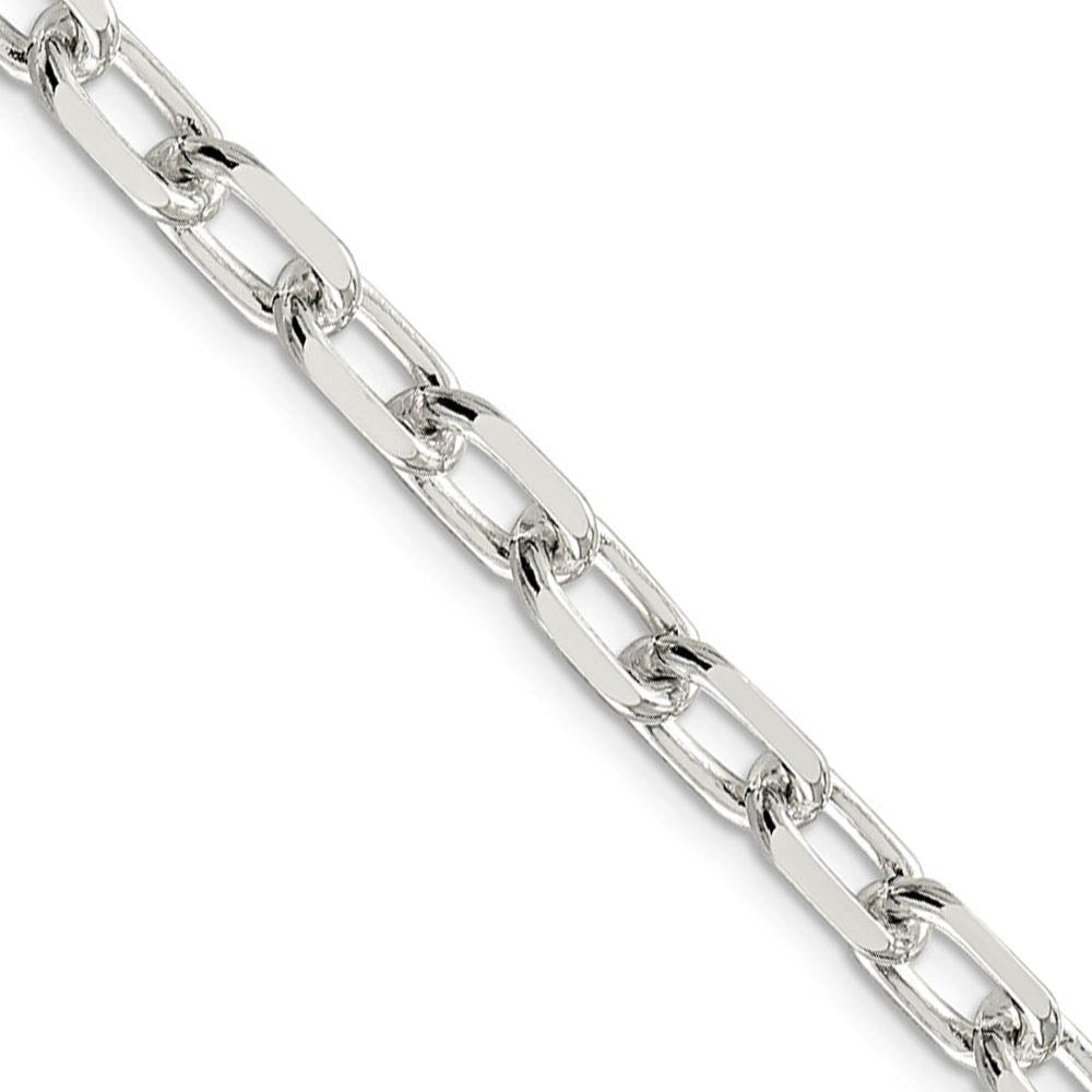Men's 7.5mm Sterling Silver D/C Solid Elongated Cable Chain Necklace