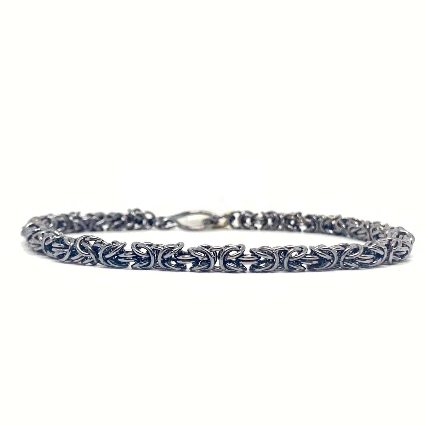 Delicate Byzantine Chainmaille Bracelet in Oxidized Silver