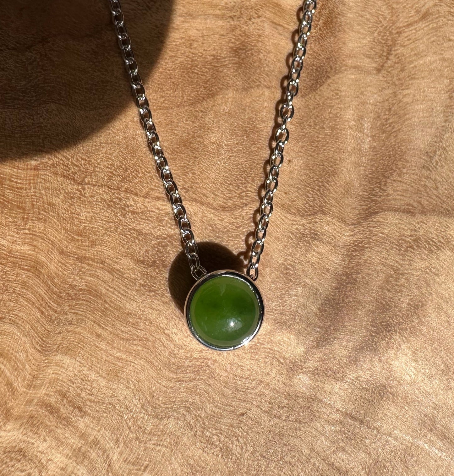 6mm Canadian Jade and Silver Pendant - 5826