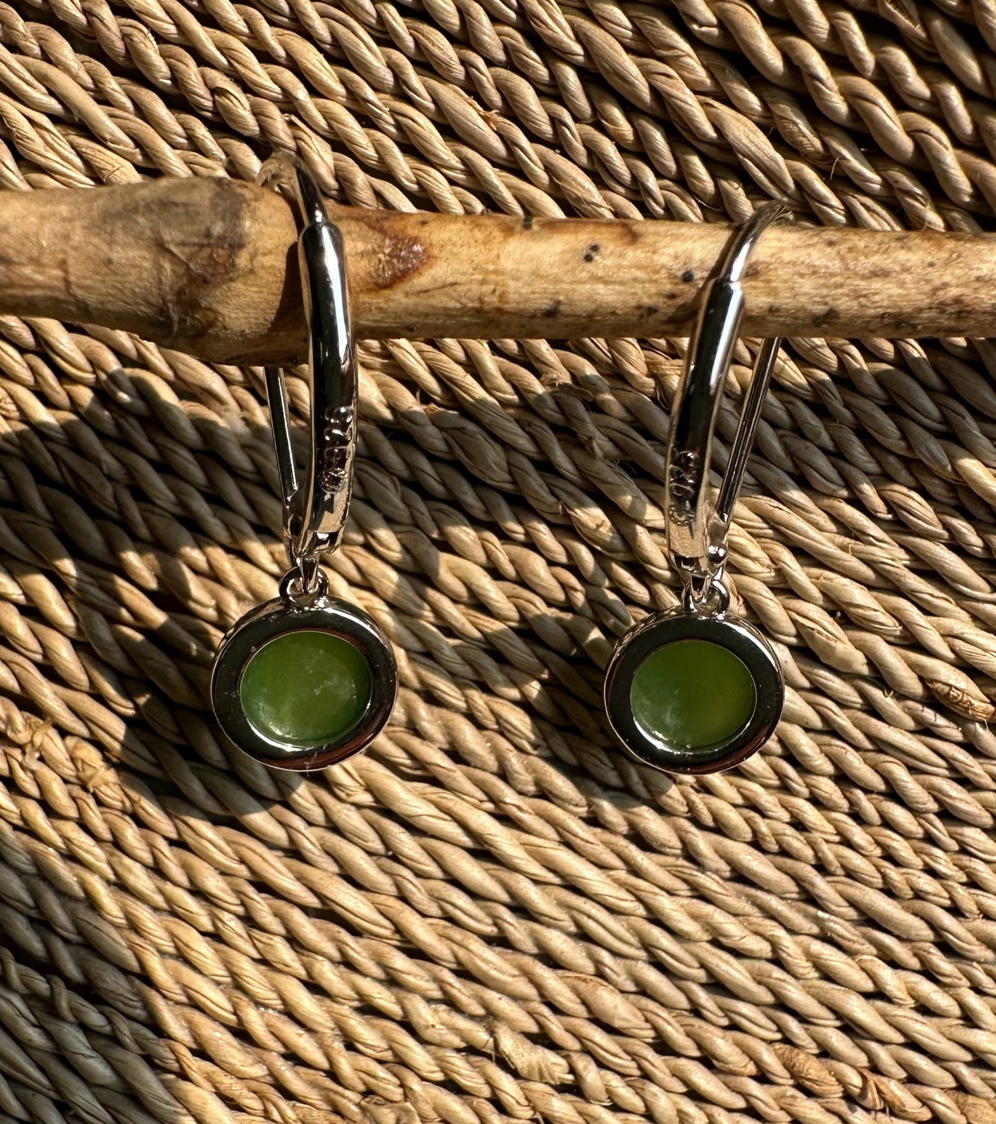 Jade Round Leaverback Earrings 6mm