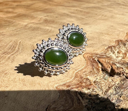 Canadian Jade and Silver Earrings - 4698