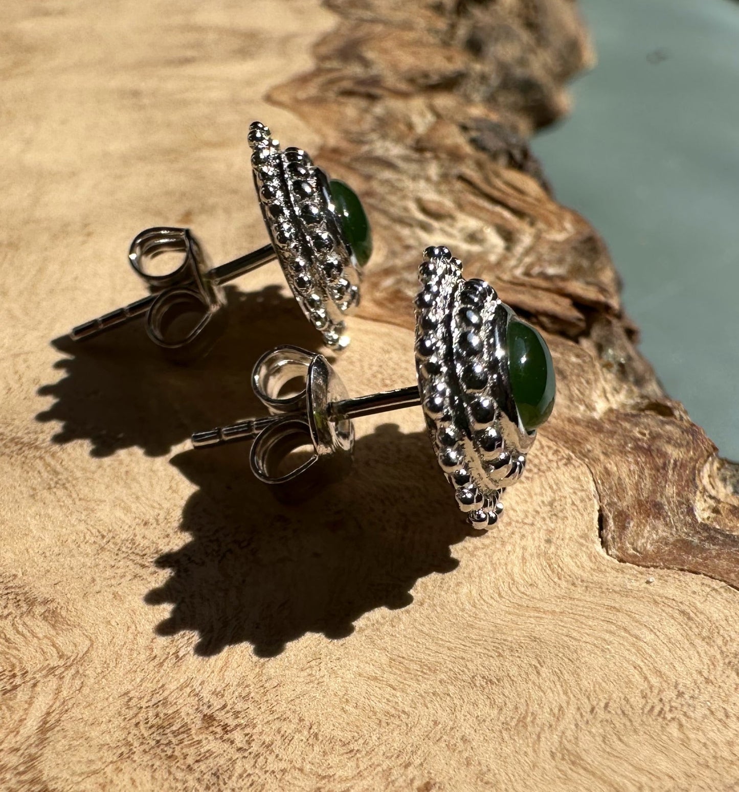 Canadian Jade and Silver Earrings - 4698