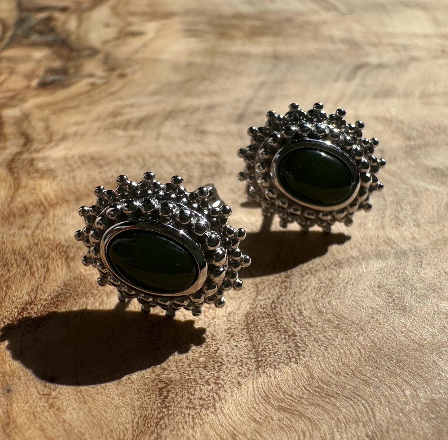 Canadian Jade and Silver Earrings - 4698