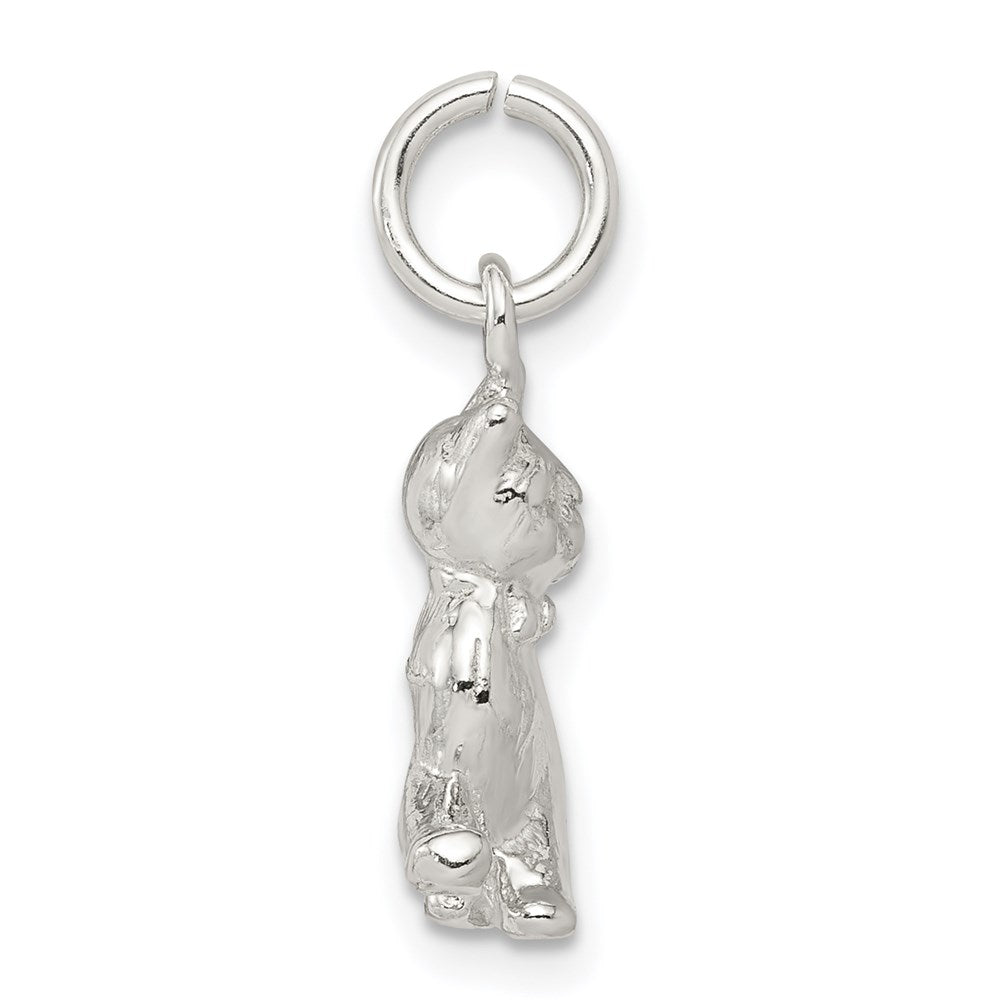 Sterling Silver 3D Polished Cat Charm or Pendant