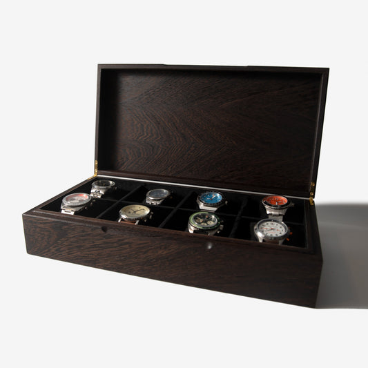 Watch Box - Wenge Hardwood - 8 Watch Compartments