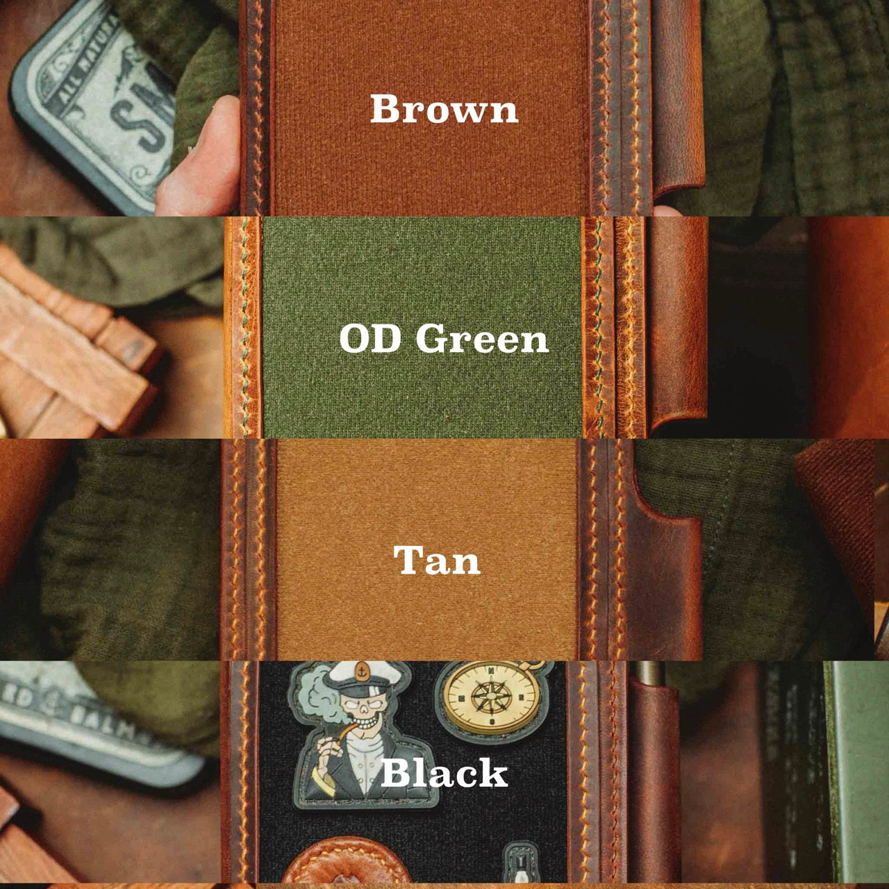 Field Notes Cover - Steersman | Leather Velcro Patch Display | EDC Journal Holder