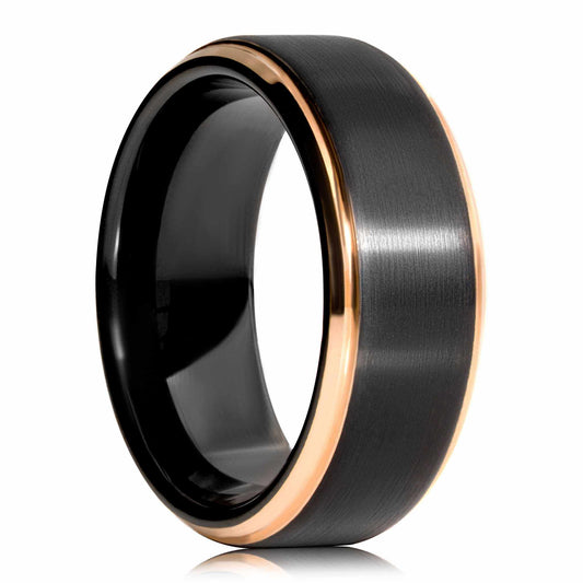 Edge Rose Gold Solid Tungsten Carbide Ring
