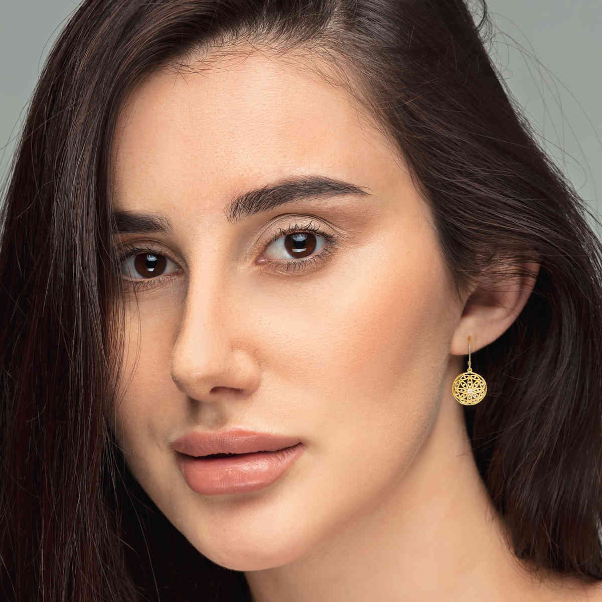 Filigree Circle Drop Lever Back Earring