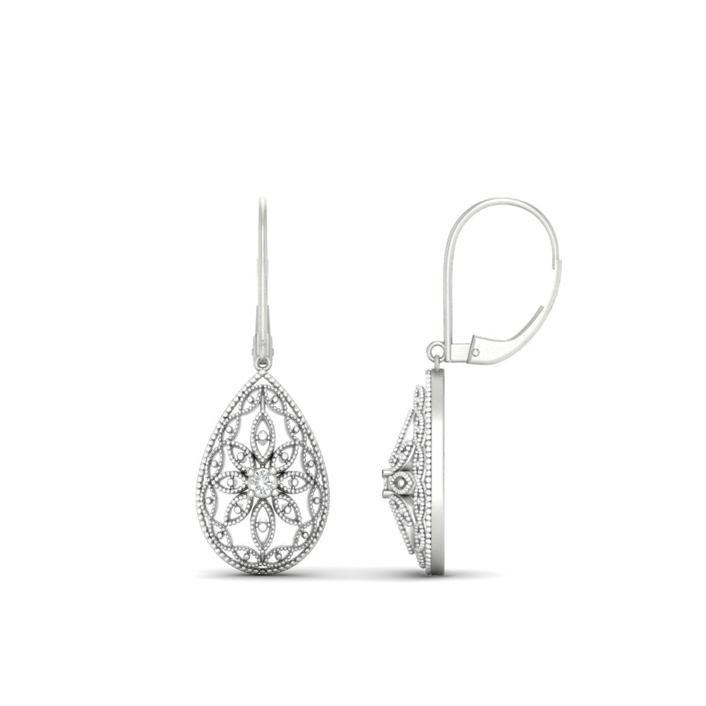 Filigree Diamond Openwork Teardrop Earrings