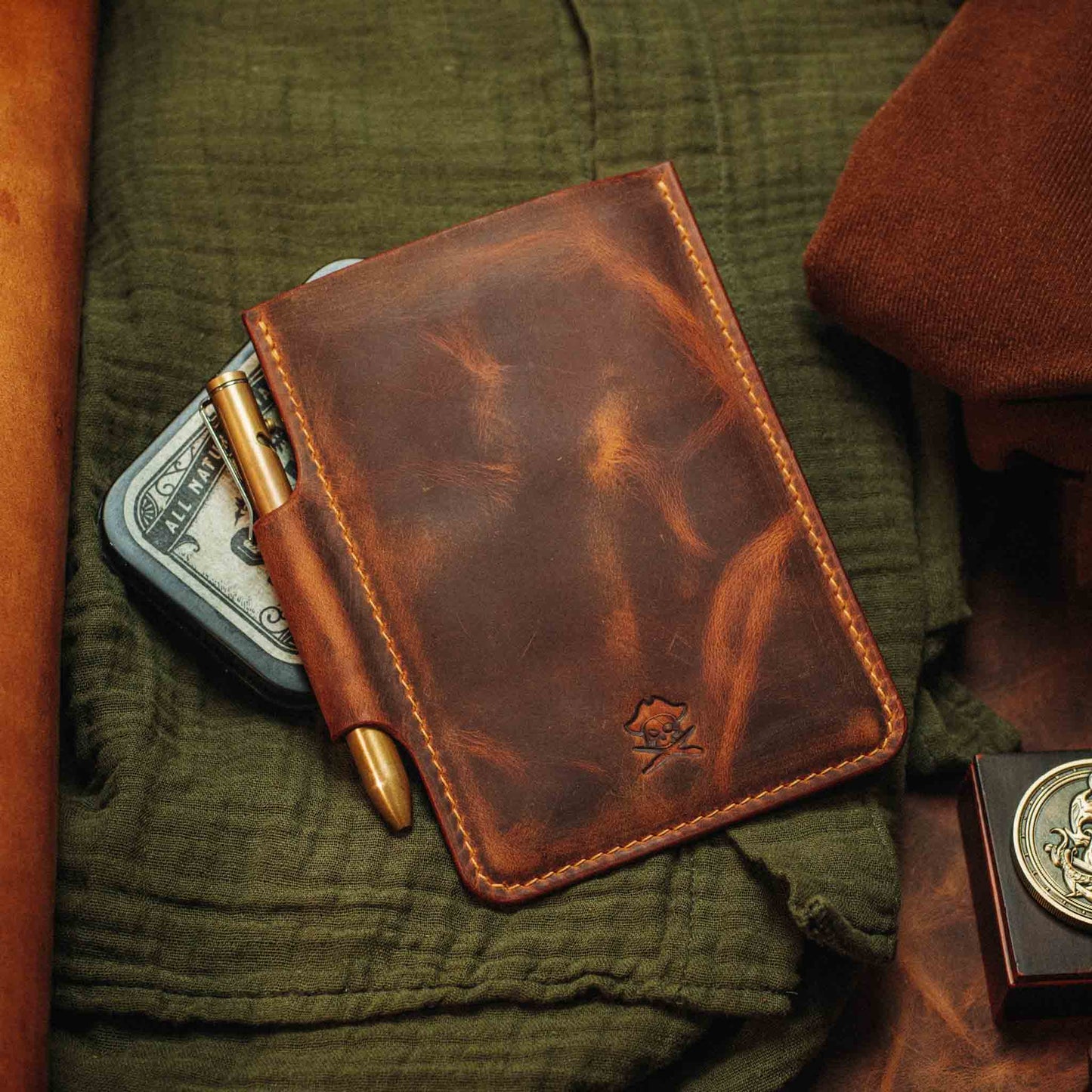 Velcro Journal Cover - Helmsman | Leather Field Notes Holder | Patch Display