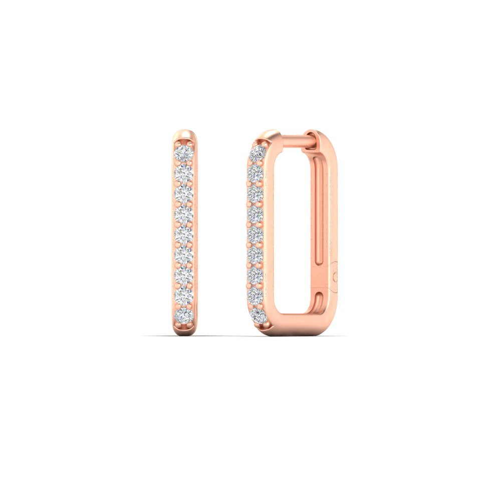 Rectangle Diamond Hoop Earring