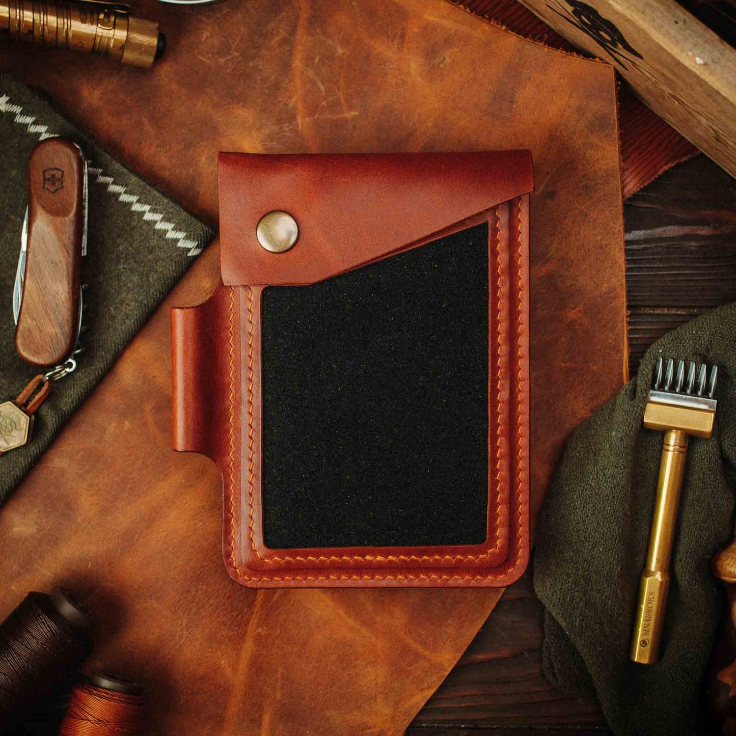 Field Notes Cover - Steersman | Leather Velcro Patch Display | EDC Journal Holder